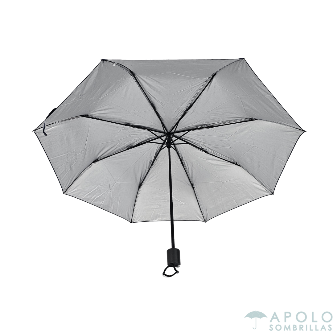 Vista frontal de sombrilla manual negra Apolo 21 N03, diseño elegante y funcional para eventos y uso personal.