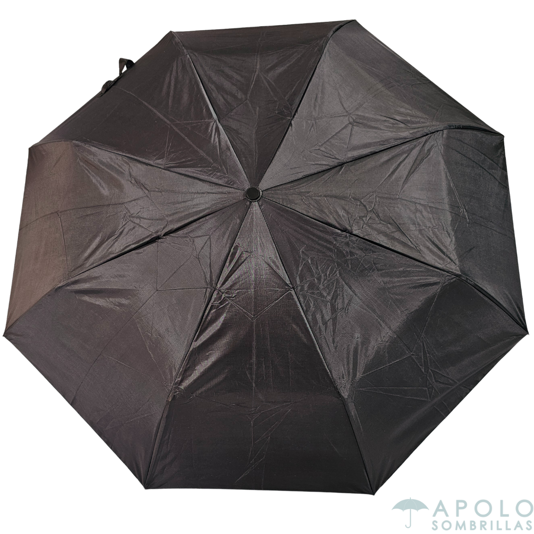 Sombrilla pequeña negra de bolso Apolo 21 N03, compacta, manual y resistente, ideal para lluvia y sol con filtro UV.