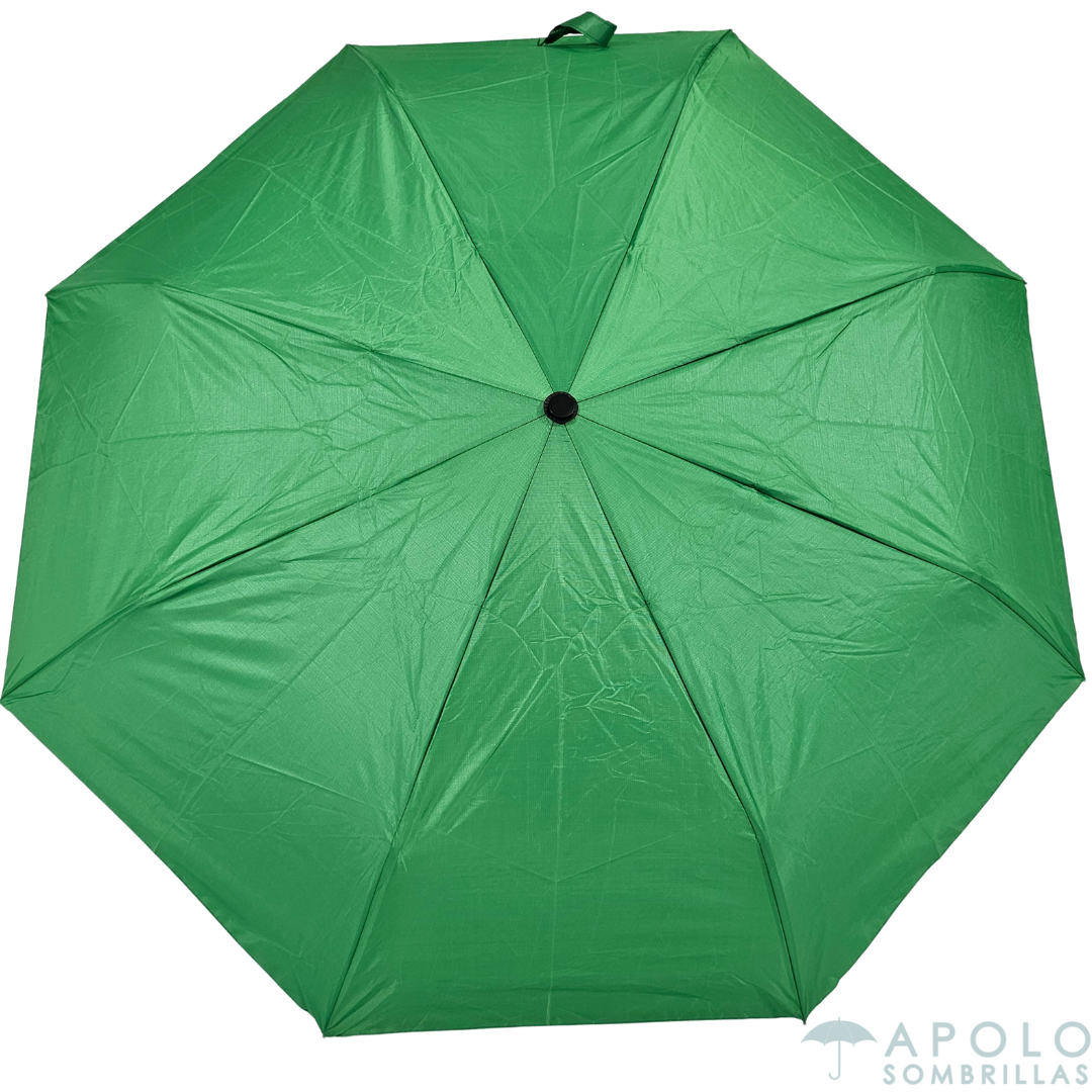 Sombrilla pequeña verde Apolo 21 N03, portátil, resistente y con filtro UV, ideal para el sol y la lluvia.