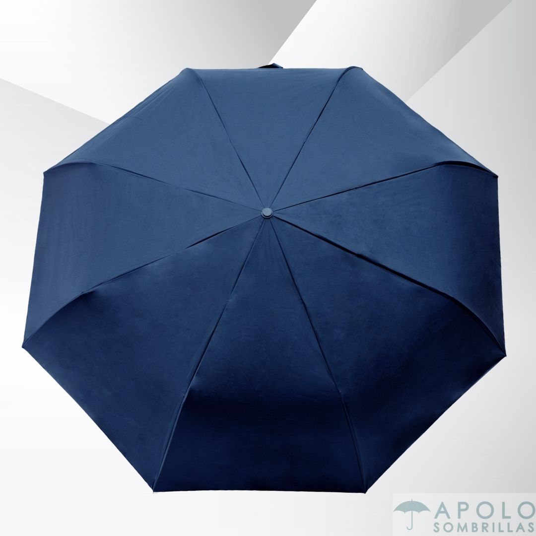 Sombrilla ejecutiva azul 27 pulgadas con apertura automática y mango ergonómico, ideal para eventos empresariales