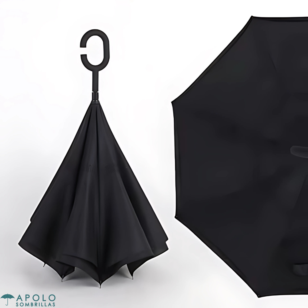 Paraguas Reversible de Dos Colores 23” N09 – Mango Tipo C, Resistente y Funcional