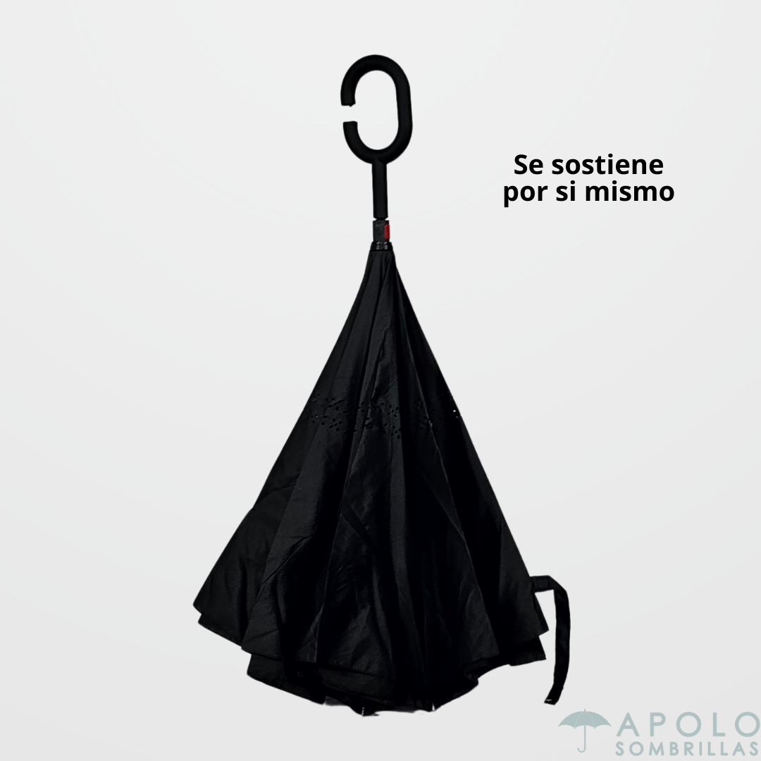 Paraguas Reversible de Dos Colores 23” N09 – Mango Tipo C, Resistente y Funcional