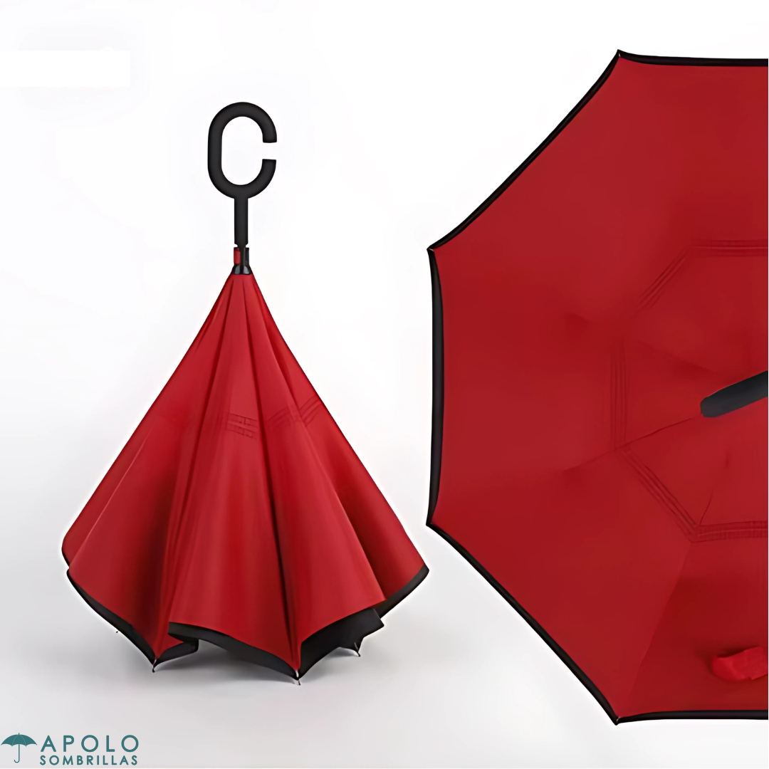 Paraguas Reversible de Dos Colores 23” N09 – Mango Tipo C, Resistente y Funcional