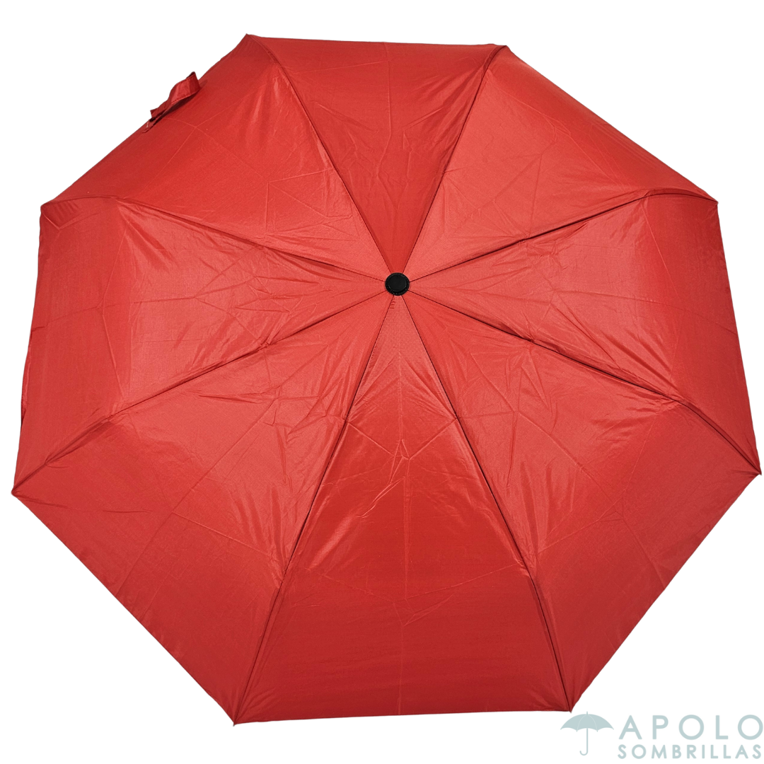Mini paraguas rojo Apolo 21 N03, manual y portátil, con filtro UV y diseño resistente para cualquier clima.